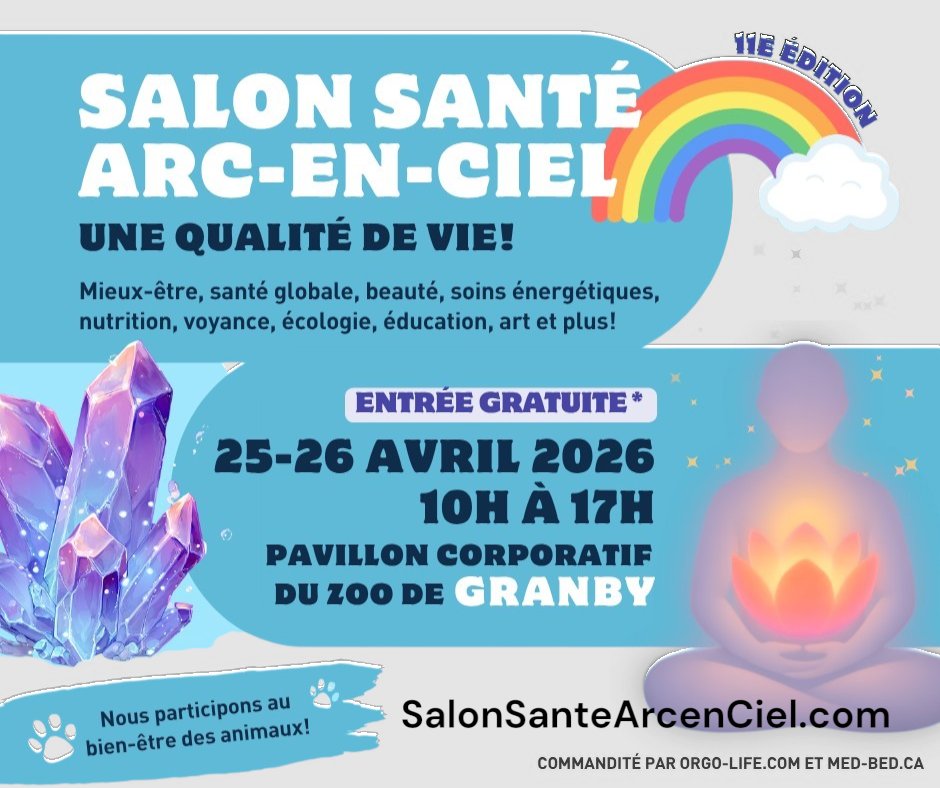 Découvrez la 11e édition du Salon Santé Arc-en-ciel au Pavillon corporatif du Zoo de Granby : thérapeutes, exposants, conférences, mieux-être, découvertes et échanges dans un lieu inspirant et rassembleur